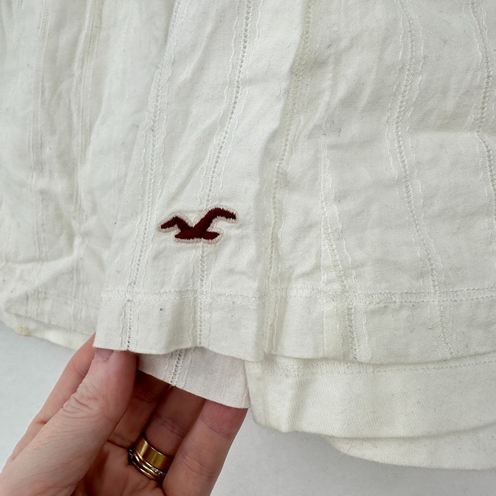 Y2K Hollister Tube Top S Babydoll White Strapless Logo Beach Boho Indie Festival - Picture 4 of 6